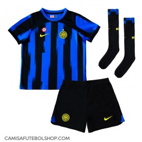 Camisa de time de futebol Inter Milan Lautaro Martinez #10 Replicas 1º Equipamento Infantil 2023-24 Manga Curta (+ Calças curtas)